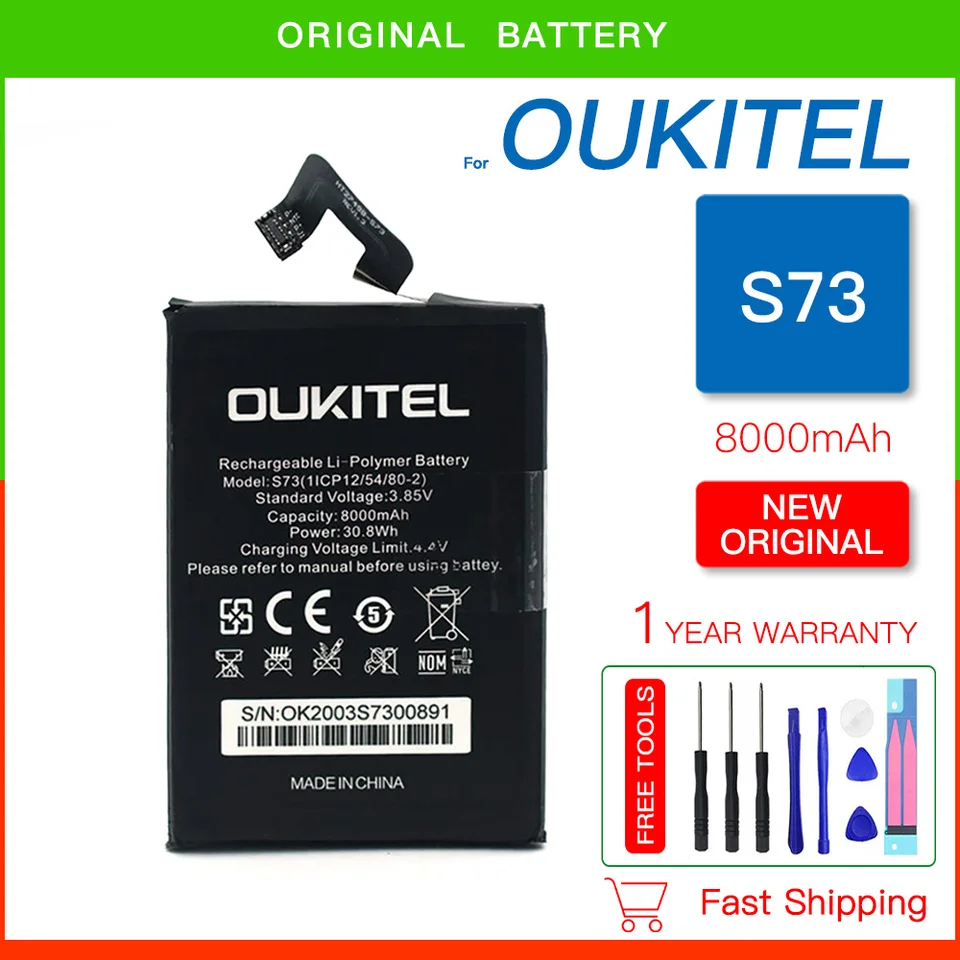 100% originálna batéria 8000 mAh S73 pre OUKitel WP5 OUKITEL WP5 Pro MOBILNÝ PLYT MOBILNÉHO PLASTU BATTERIA PLYTÝCH PRESLEDČNÝCH PRÁVO