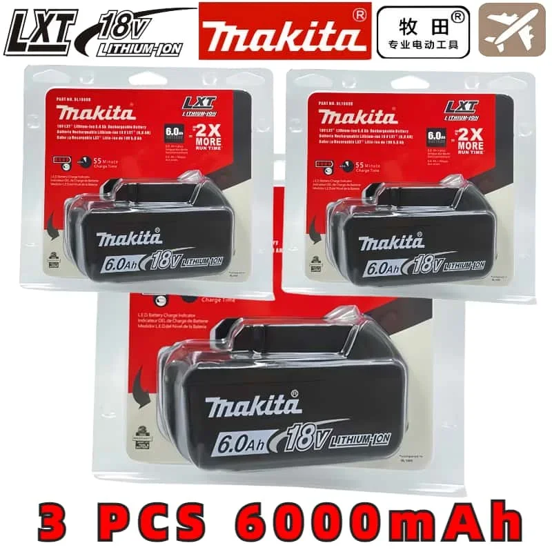 100% originálna batéria Makita li-ion, pre elektrické náradie Makita 18V DTW190 DTD156D DF487 DHP485 BL1860B Výmena lítiovej batérie