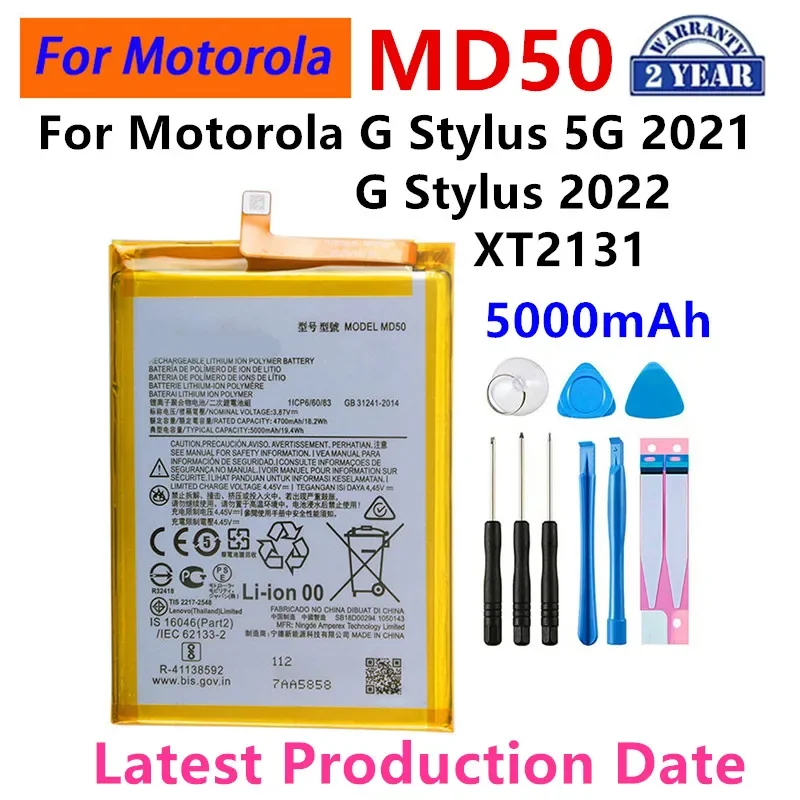 100% originálna batéria MD50 5000 mAh pre Motorola Moto G Stylus 5G 2021/XT2131/G Stylus 2022 PLYTÉ BATÉRIE+Nástroje