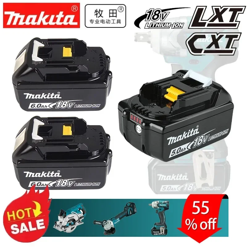 100% originálna Makita 18V 6AH/5AH/3AH batéria pre MAKITA BL1830B BL1850B BL1850 BL1840 BL1860 BL1815 Výmena lítiovej batérie