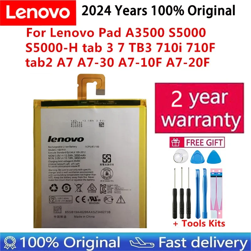 100% originálna nová nová batéria L13D1P31 pre Pad Lenovo Pad A3500 S5000 S5000-H TAB 3 7 TB3 710I 710F TAB2 A7-30 A7-10F A7-20F Bateria