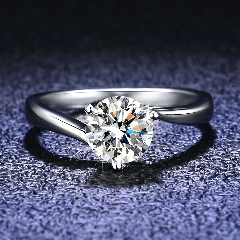 100% originálne 18k biele zlato VVS 1 Carat D farba Moissanit Diamond Ring Luxusná svadobná skupina jemné šperky pre ženy darček