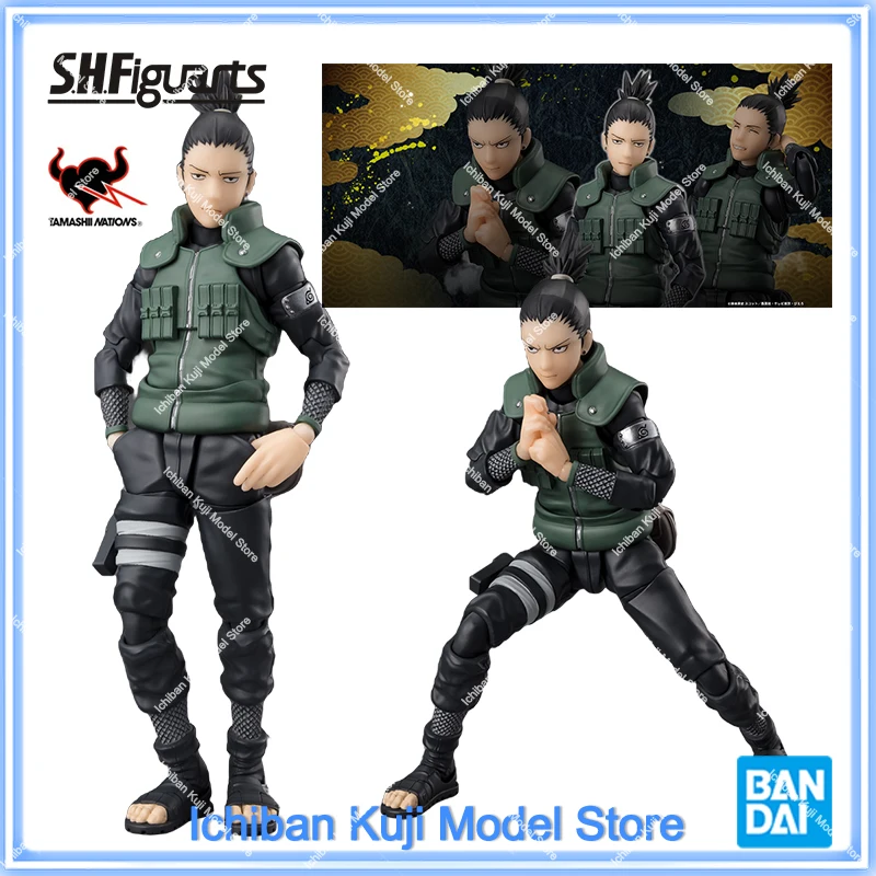 100% originálny Bandai Naruto Shippuden Shfiguarts Shf Shf Shikamaru Nara Brilantná stratégová stratégová akčná figúrka modelových hračiek
