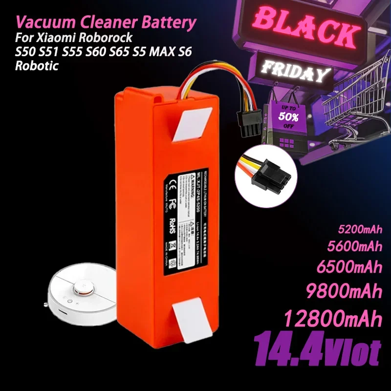 100% originálny BRR-2P4S-5200S Robotický vysávač Výmena batérie pre Xiaomi Roborock S55 S60 S65 S50 S51 S5 Max S6