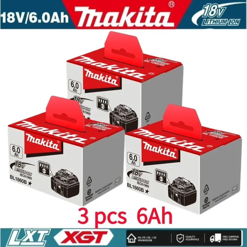 100% originálny/originálny Makita 18V batéria BL1850B BL1850 BL1860 BL1860 BL1830 BL1815 BL1840 LXT400 6.0AH pre batériu Makita 18V