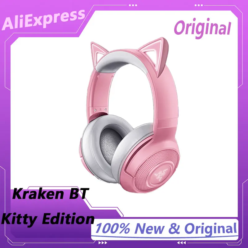 100% originálny Razer Kraken Bt Kitty Edition Wireless RGB Headset: Chroma RGB Kitty Ears and Hearcups - Bluetooth 5,2-40 mm ovládače