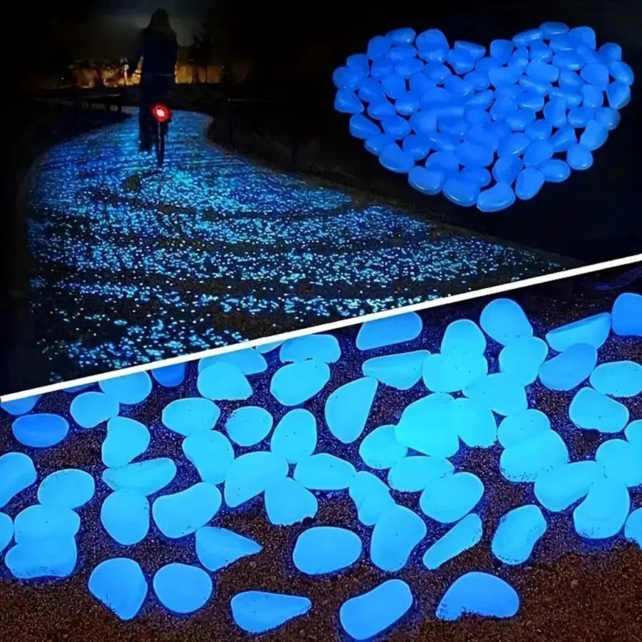 100 pcs Luminous Stone Garden Fish Tank akvárium krajina Umelecký fluorit fluorescenčný luminiscenčný kamienkový krížový hraničný okraje Colore