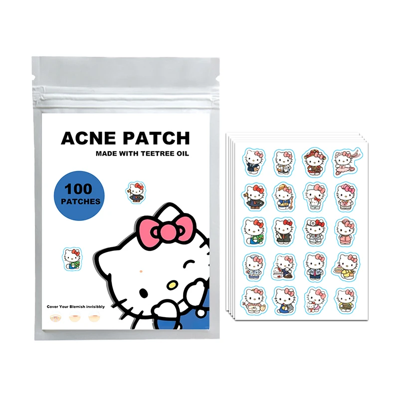100 percent Hello Kitty Cat Opravy akné Patch Patch Facial Care Care Fade Fade Vkryste pupienky Zavreté akné