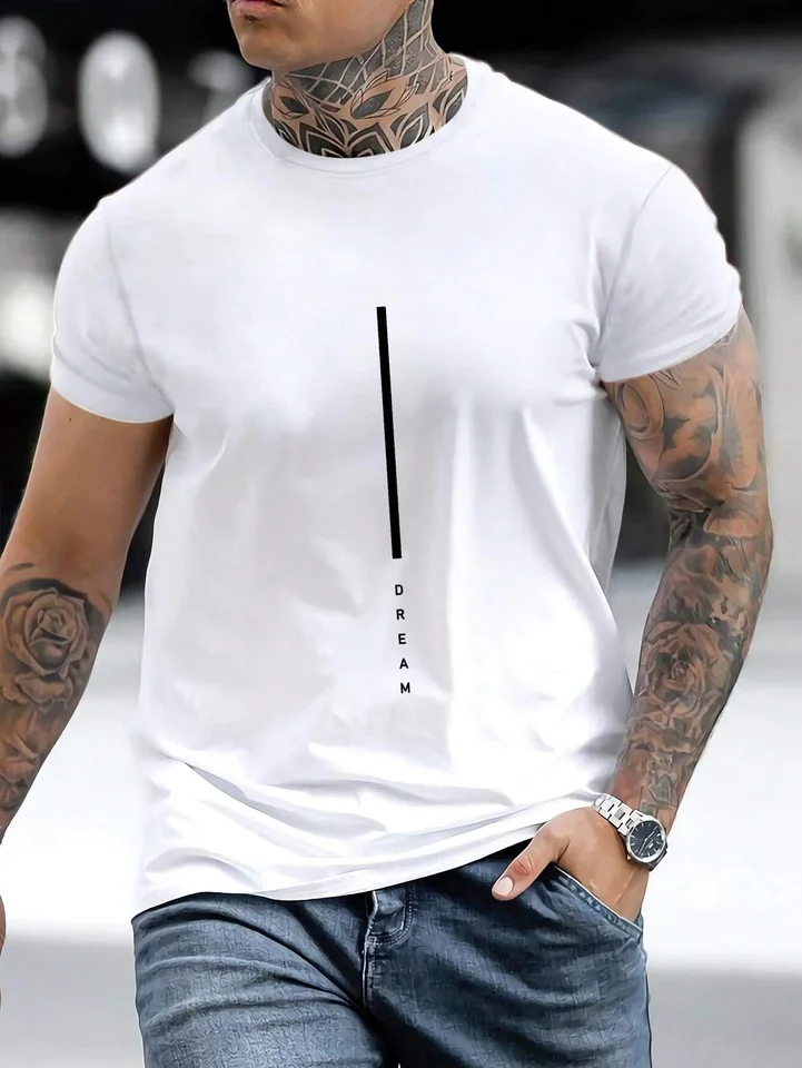 100% polyester letný letný voľný snov snov listy tlačený Slim Fit Casy Sports Round Rout Crck Tričko s krátkym rukávom