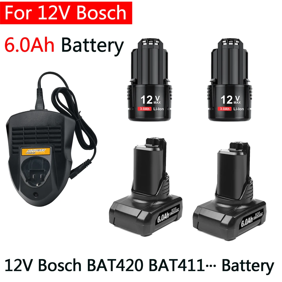 100% pre Bosch 12V 6AH BAT420 BAT411 Výmena batérie pre BAT411 BAT412 BAT413 BAT414 10.8V batéria bezdrôtového elektrického náradia