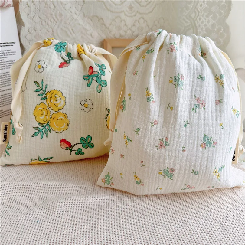 100% prírodná bavlnená mamička úložné vrecká Vonkajší nosič detskej plienky roztomilý slnečný svit dúhová tlačiareň 27x25 cm