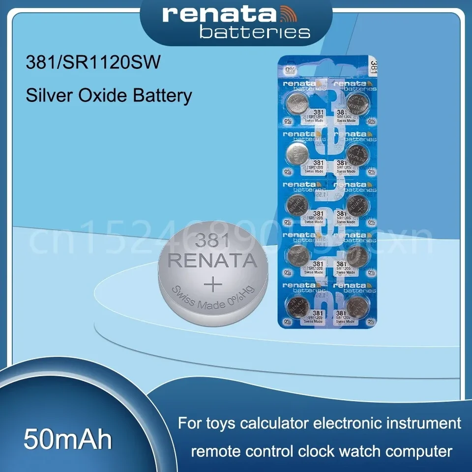 100% pôvodná Renata 381 SR1120SW LR1120 AG8 191 391 391A CX191 D381 GP381 1,55V Strieborná oxidová batéria pre bunkovú celu s hračkami na hodinky