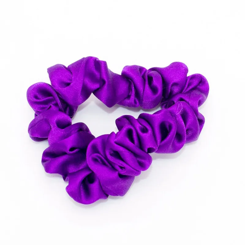 100% skutočné hodvábne scrunchie ženy 3,5 cm dievčenské elastické vlasové pásy kravaty kadernícke doplnky Spevná farba Purpurová módna dáma vlasový obruč