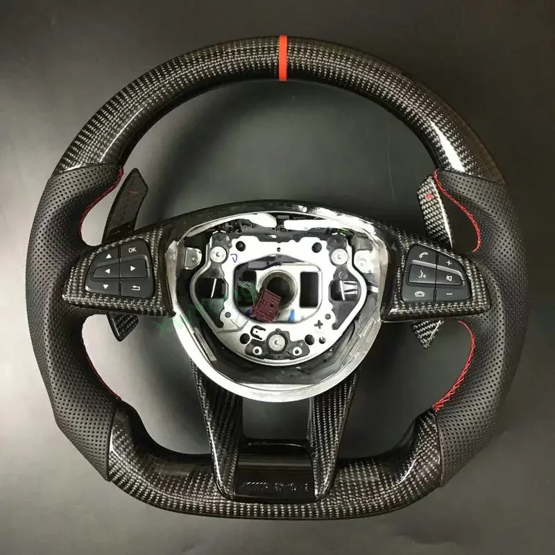 100% skutočné uhlíkové vlákno+ kožený volant pre Mercedes-Benz GLC GLE450 C63 C450 E63 W176 W204 W205 W213 A250 AMG Sport atď.