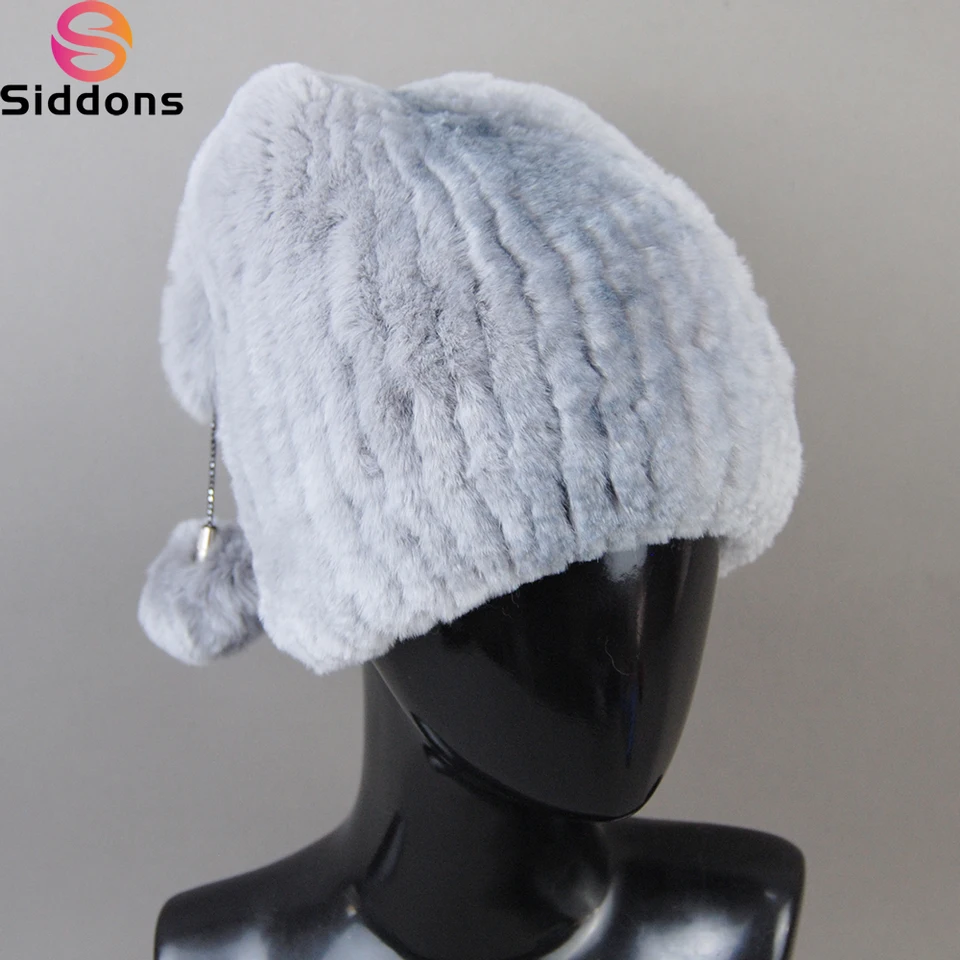 100% skutočný kožušinový klobúk pre ženy Natural Rex Rabbit kožušina Russian Ushanka Hats Zimné husté teplé uši módne bombardovacie čiapky dievčatá kožušina