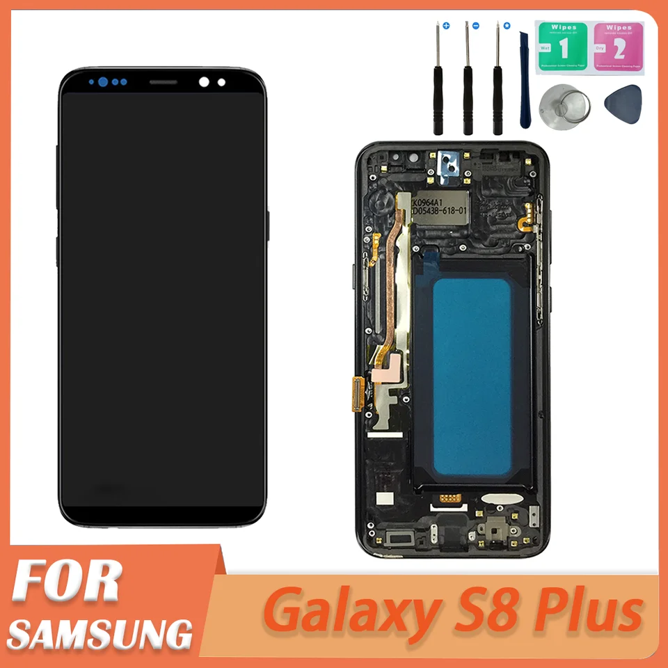 100% testované S8 Plus TFT LCD pre Samsung Galaxy S8 Plus SM-G955F G955FD LCD DISPIT DISPLET DIGITIZERIZATIZAT DIGITIZER s rámom s rámom