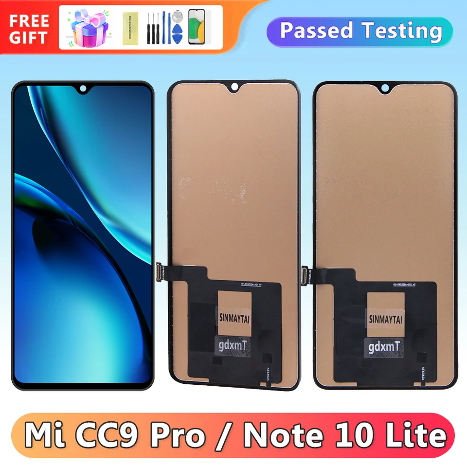 100% testovaný displej pre Xiaomi Mi CC9 Pro LCD displej dotykovej zostavy digitalizátora pre xiaomi mi poznámku 10 lite lcd