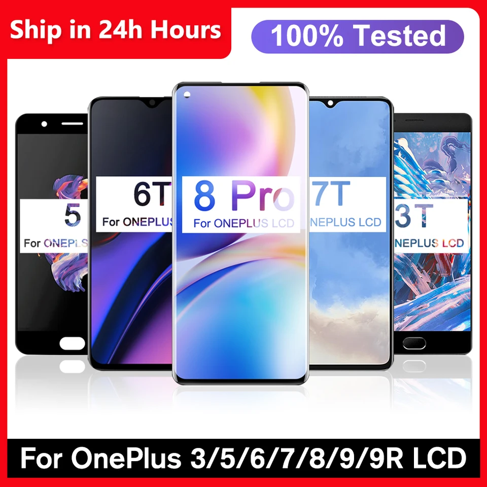 100% testovaný super amoled pre OnePlus LCD displej OnePlus 3 3T 5T ​​6t 7t 7t 7tpro 8pro 9Pro 9R Digitalizér dotykovej obrazovky Vymeňte