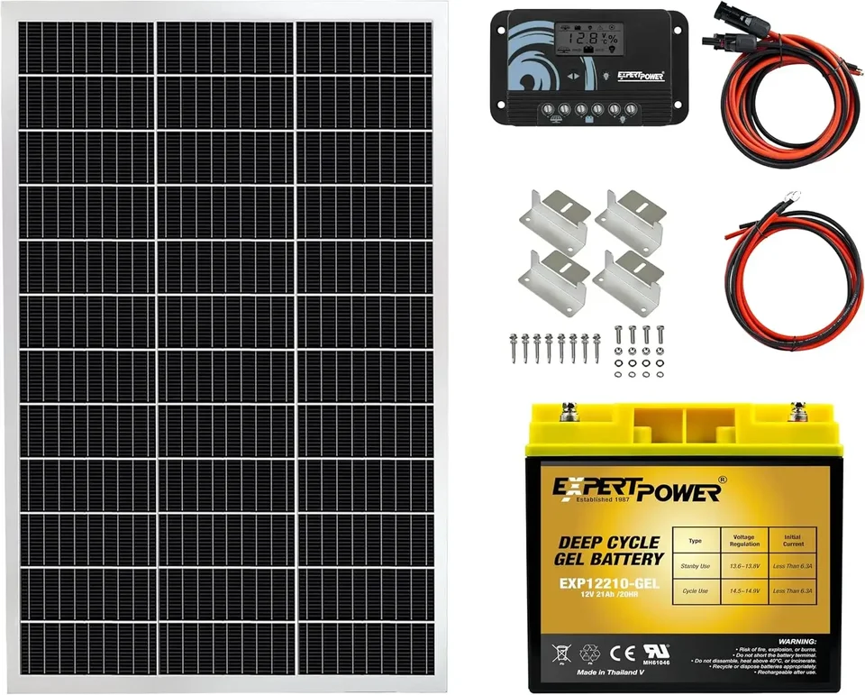 100 W 12 V solárne napájacie súpravy s batériou 100 W 12V Solárny panel + 10A Ovládač nabíjania + 21AH gélová batéria 35,43 