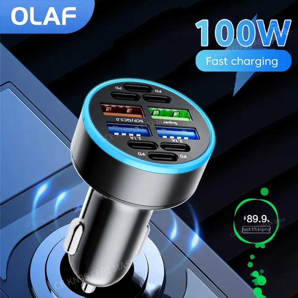 100 W nabíjačka na nabíjačke automobilu USB C nabíjačka Carger Rýchle nabíjanie PD USB Typ C CAR Rýchle nabíjačku pre iPhone Samsung Xiaomi