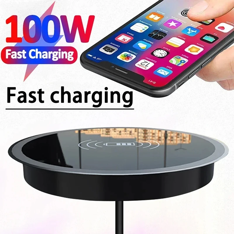 100 W rýchla bezdrôtová stolná vložená nabíjačka pre iPhone 16 15 14 13 12 12 12 12 Samsung Huawei Xiaomi Oppo Phone Fast Induktívne nabíjanie