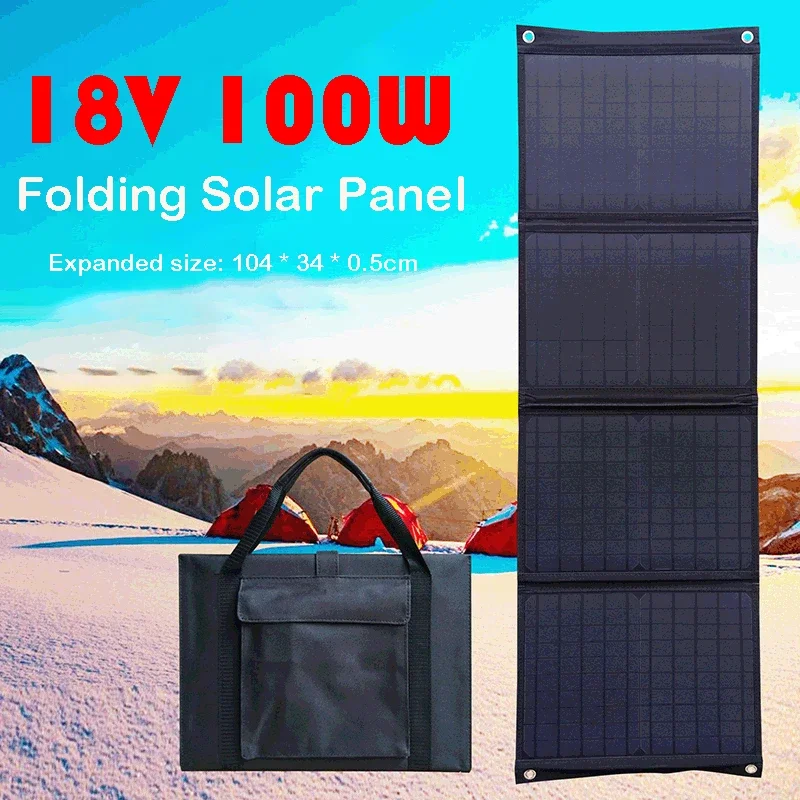 100 W solárny panel skladací taška USB+DC Output Charger Zariadenie Prenosná skladacia taška pre vonkajšie turistické turistické kamenky napájacie napájacie napájanie