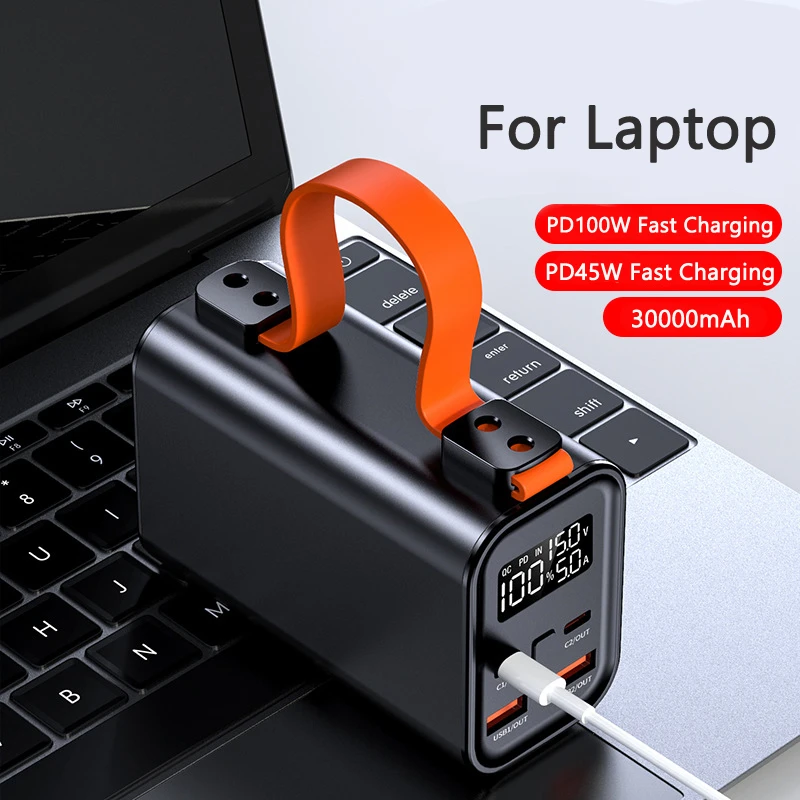 100 W Super rýchle nabíjacie banka pre notebook pre notebook MacBook 30000 mAh PowerBank pre iPhone 15 Samsung Xiaomi Externá batéria