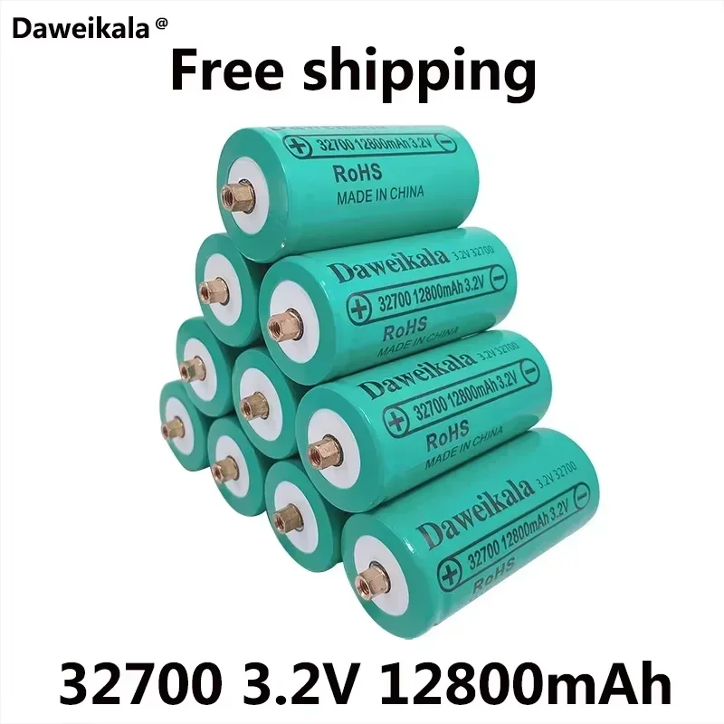100% úplne nové 32700 12800 mAh 3,2 V LifEPO4 Nabíjateľná batéria Profesionálny litium -železný fosforečnan s batériou so skrutkami