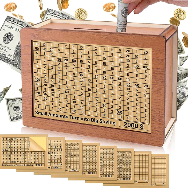 1000/2000/3000/5000/10000 Euro Dollar Money Box Piggy Bank Bank Bank Bank Opätovne použiteľný peňažný box s šetrením a číslami.