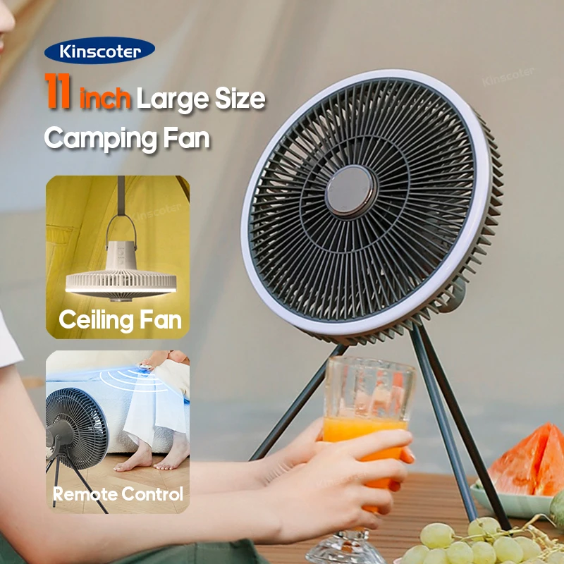1000 mAh kempingový ventilátor Nabíjateľný prenosný prenosný obežník Desktop prenosný stropný elektrický ventilátor s diaľkovým diaľkovým ovládačom LED