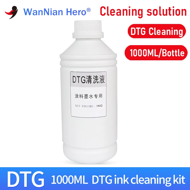 1000 ml/fľaša DTG atramentový čistiaci roztok čistiaci tekutý Universal pre textilnú atramentovú tlač pre tlačiareň Epson/HP/Canon/Brother