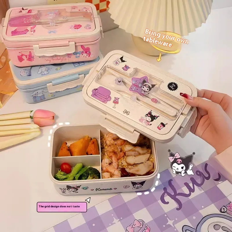 1000 ml Sanrio Kuromi Lunch Box Cinnamoroll Student Compartmentalized Eco-Friendly Bento Box Food Storage Container