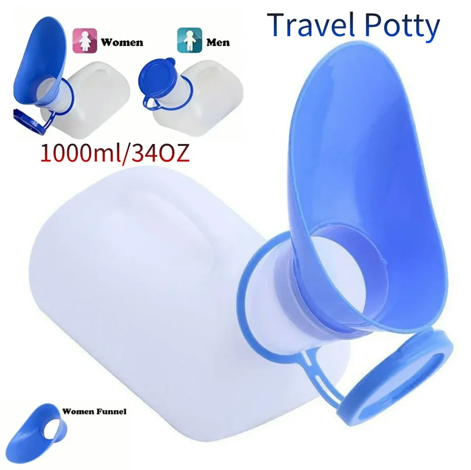 1000 ml unisex cestovné nočník s vekom pohodlným a hygienickým pre núdzové situácie a výlety pre mužov aj ženy s prístavom