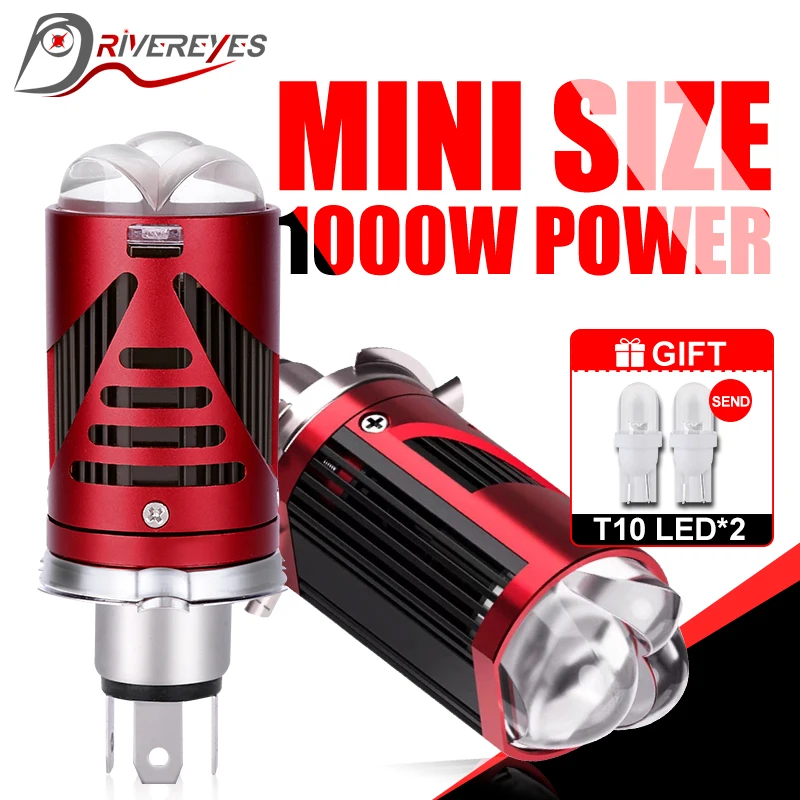 1000 W 1000000LM Automatické lampa Mini objektív LED LED H4 9003 HIB2 žiarovka svetlomet Motocykel Duálny projektor Len LED Automobilový motor Moto 12V24V