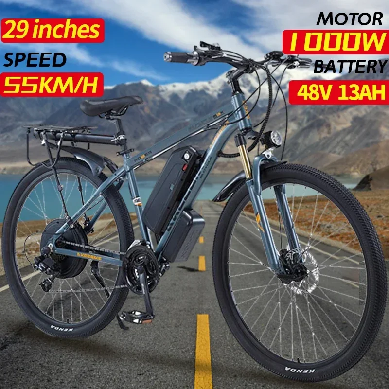 1000 W City Electric Bicykel vymeniteľný 13AH lítium-iónovú batériu Ebike 60 míľ dosah duálny disk brzdy zliatiny Elektrické bicykle