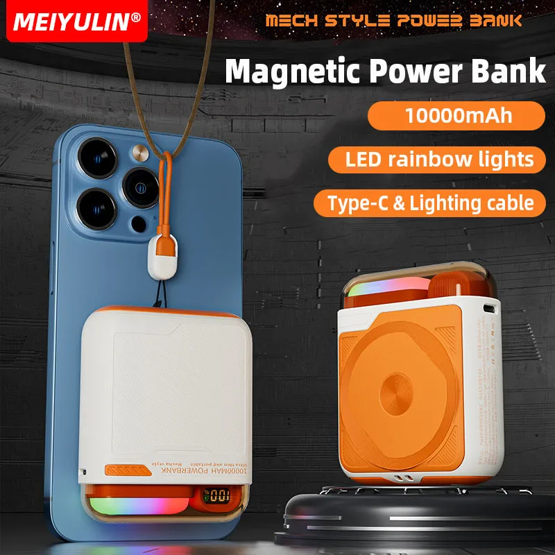 10000 mAh bezdrôtová elektrická banka so stojanom USB C kábel PD20W rýchle nabíjanie Magnetická externá náhradná batéria pre iPhone Samsung Xiaom