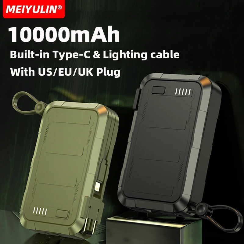 10000 mAh prenosná elektrická banka s zástrčkou 22,5W kábla USB C Rýchle nabíjanie mobilných externých náhradných batérií pre iPhone Samsung Xiaomi