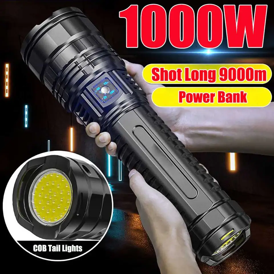 10000LM 800W najvýkonnejších LED bateriek taktické 15 000 mAh vstavané batérie Flash Light Núdzové reflektory 4 km sviatočné darčeky