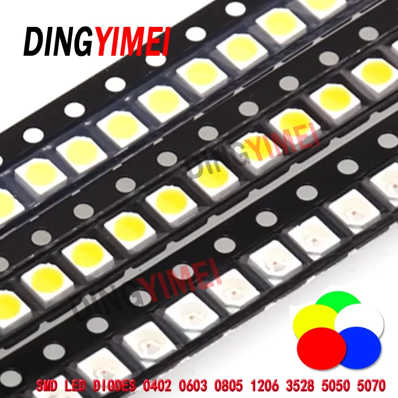 1000ks 0402 0603 0805 1206 1210 3528 5050 5730 SMD LED LED červená žltá zelená biele modré svetlo emitujúce Dióda LED dióda LED dióda