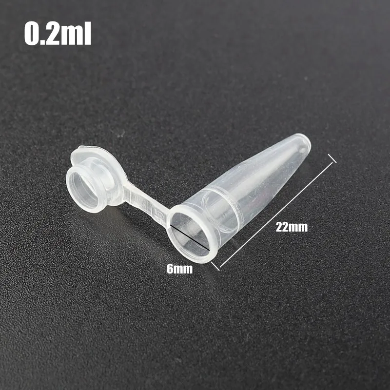 1000ks 6*22 mm 0,2 ml plastových fliaš záhradnícky skladovacia nádoba Priehľadné plastové injekčné liekovky PCR Centrifuge trubica