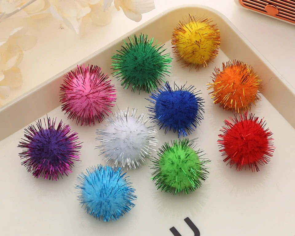 1000ks/šarža farebné iskrivé trblietky Tinsel Pompom Balls DIY Art Creative Decotions 1.5/2/2,5/3 cm