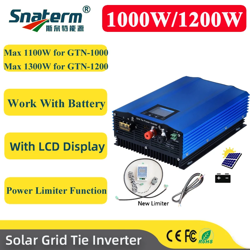 1000W 1200W mriežková kravata Inverter Solar PV AC110/230V Pure Sinine Wave Výstup pre solárny panel DC24/48V/72/96V Nastaviteľný napájanie batérie