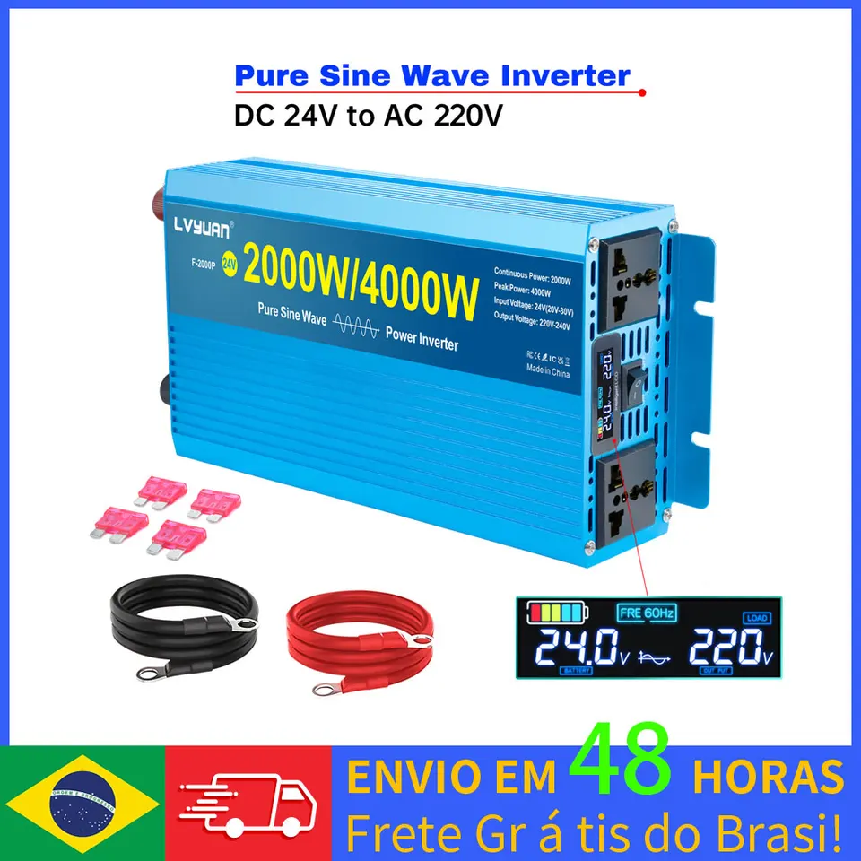 1000W-4000W Pure Sine Wave Power Inverter DC 12V 24V až AC 220V 60Hz prevodník s nabíjacími portmi USB
