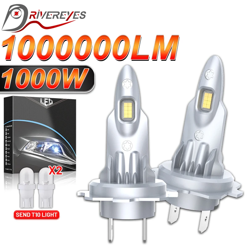 1000W H7 LED hlavné svetlá Fanless 8054 CSP Chip Plug and Play 1: 1 Mini Veľkosť H7 Automatické hmlové žiarovky LED LED 800% BLATER CANBUS 12V