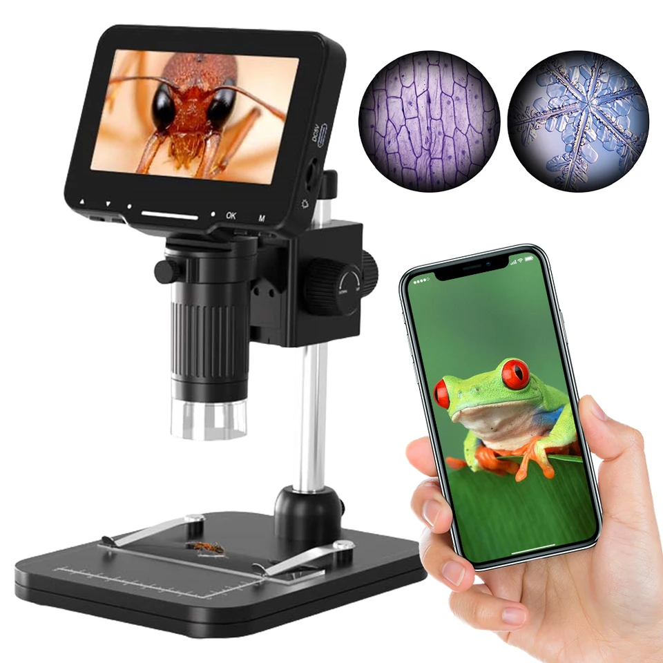 1000x digitálny mikroskop 4,3 palca Elektronický mikroskop 1080p Biologický mikroskopový lup
