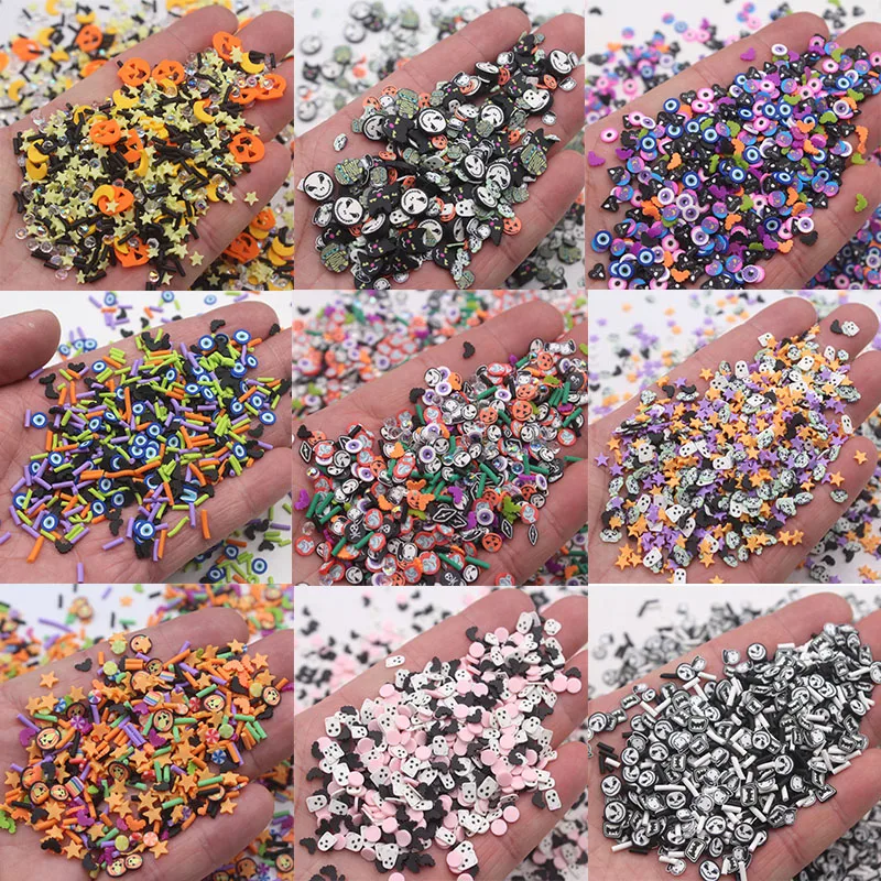 100g/lot Halloween netopiere duchovné ružové bodky polymérne hlinené plátky posypané remeslámi pre domácich majstrov