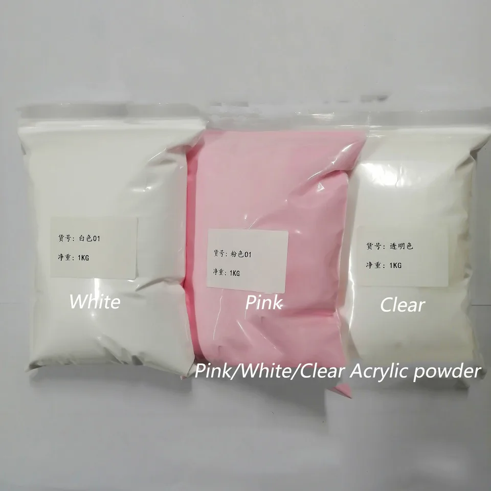 100G Solid Dip/Acryl Prášok biely číry ružový prášok 3 farby akrylové nahé nechty Práškový prášok Pult Pigment pre nechty kúzla