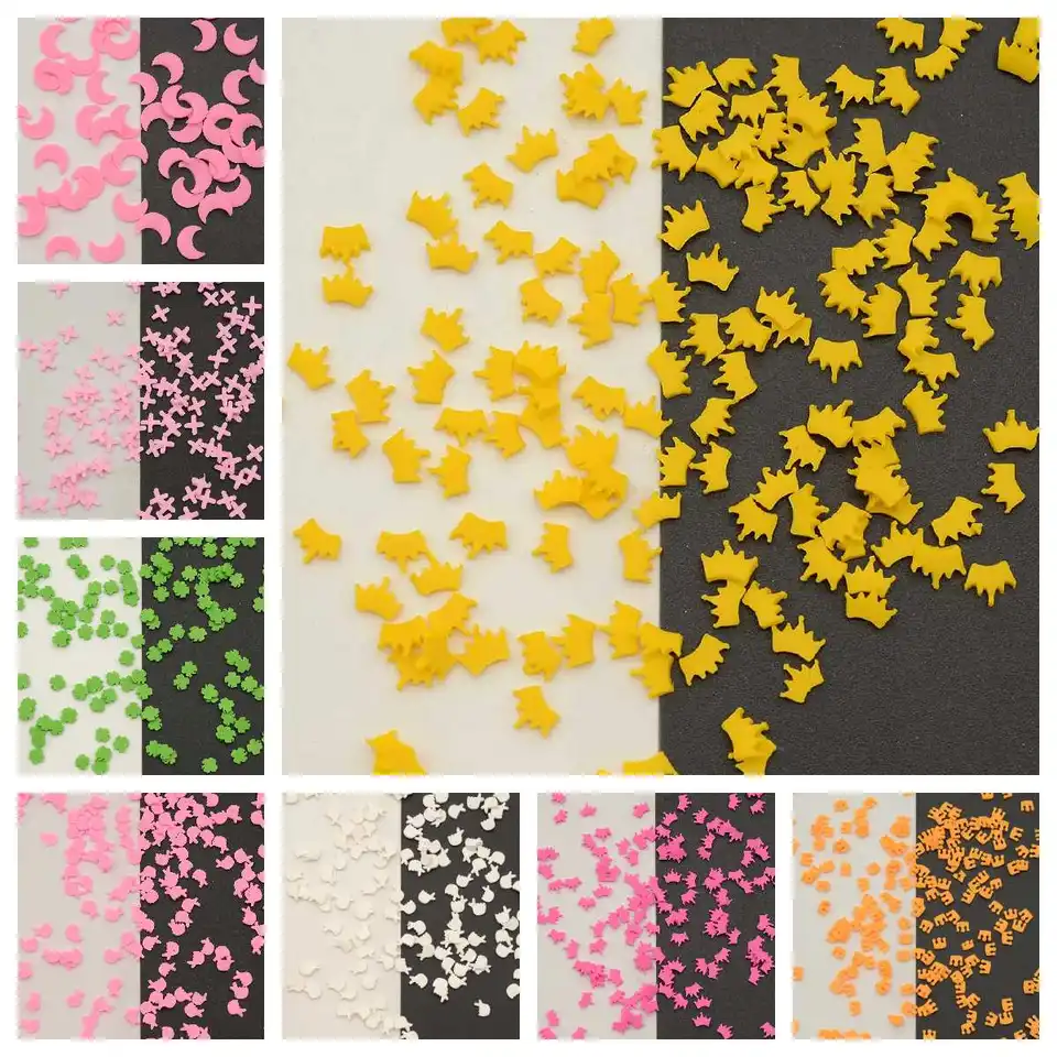 100g/šarža 5 mm/10 mm polymérne plátky Clay Crown Moon xo Bunny Srdce ruky posypané krásne konfety pre remeslá, kutilstvo