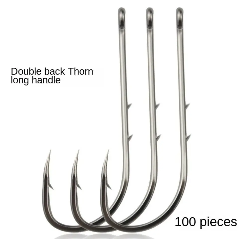 100ks 12#-6/0 Baitholder Fishhook Pesca High Carbon Steel Jig Big Barbed Hook Single Circle zobák Dvojitý baitholder Birt Červ červ