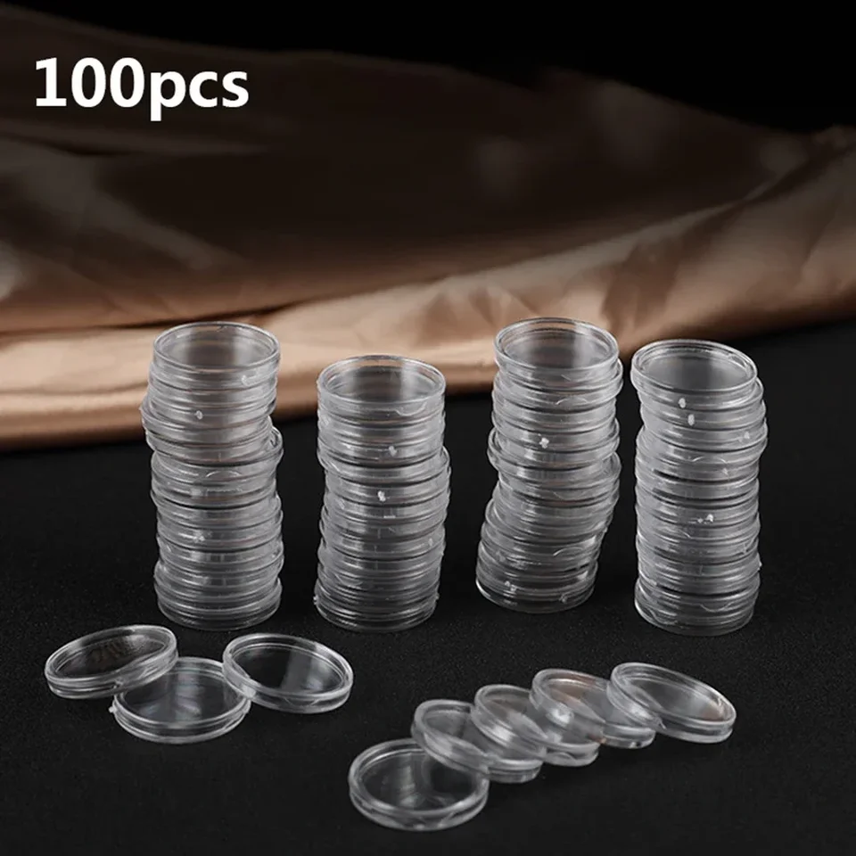 100ks 16 mm priehľadné držiaky na mince Coin Coin Coin Case Case Pamätné mince Skladovacie kapsuly Ochranné skrinky Kontajner